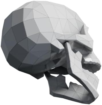 Human Skull Paper Sculpture,Pre-cut DIY Papercraft Kit,Handmade Real Size Anatomy,White Color,Low Poly Home Decor,All Accessories Included - Image 3