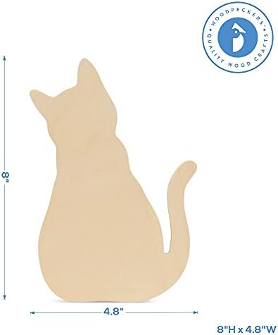 Wood Cat Cutout 8 x 4-4/5 Inch, Pack of 3 Unfinished Wooden Cutouts for Crafting, and DIY Cat and Halloween Décor, by Woodpeckers - Image 4