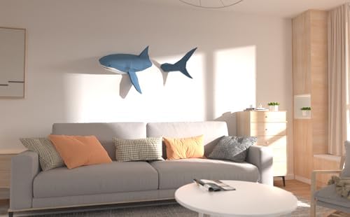 Shark on Wall Paper Sculpture,Left Side,Pre-cut DIY Papercraft Kit,Handmade Wild Animal Figurine,3D Paper Art,Low Poly Wall Decor,All Accessories Included,DIY Teens Gift - Image 6