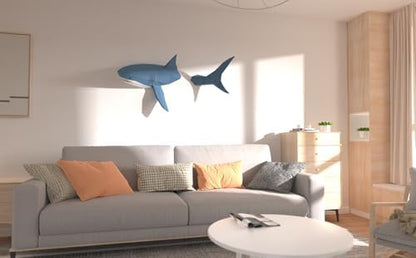 Shark on Wall Paper Sculpture,Left Side,Pre-cut DIY Papercraft Kit,Handmade Wild Animal Figurine,3D Paper Art,Low Poly Wall Decor,All Accessories Included,DIY Teens Gift - Image 6