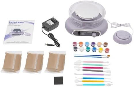 Jiabailie Mini Pottery Wheel Kit,4.7" Turntable Electric Pottery Wheel with Foot Pedal,Clay Making Pottery Machine with 8 Pottery Shaping Tools, Craft Kits for Kids - Image 5