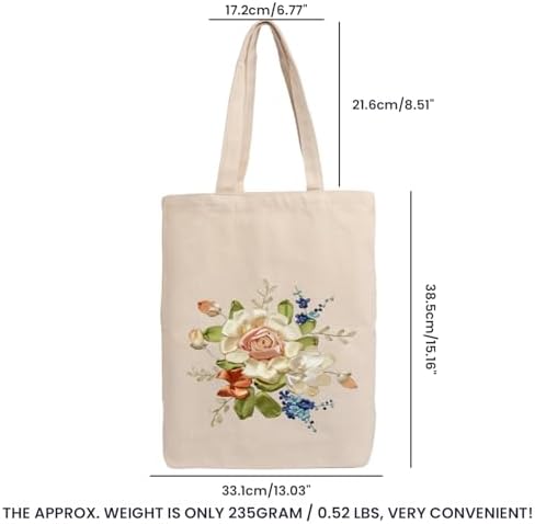 CREAWONDER Canvas Tote Bag Embroidery Kit with Pattern for Beginners, Arts and DIY Embroidery Crafts Kits for Adults, Include Instructions, Embroidery Hoops, Color Threads and Tool - Image 6