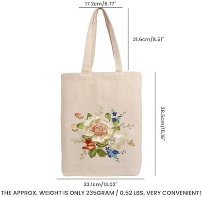 CREAWONDER Canvas Tote Bag Embroidery Kit with Pattern for Beginners, Arts and DIY Embroidery Crafts Kits for Adults, Include Instructions, Embroidery Hoops, Color Threads and Tool - Image 6