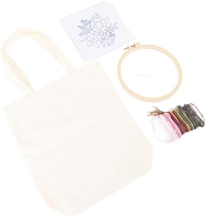 GLOGLOW Other Sewing and Embroidery Supplies Kit Beginner Embroidery Kit with Stamped Pattern Threads Hoop for Women Girls DIY Craft Project Canvas Bag Nan (White) - Image 5