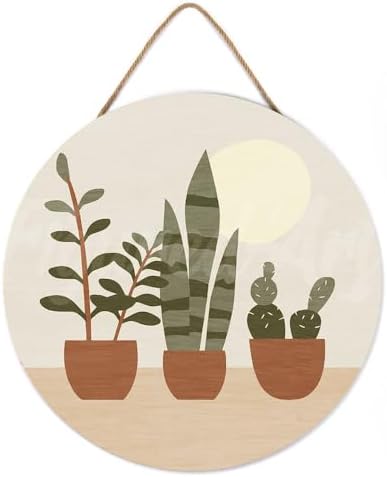 Figured'Art Paint by Numbers Kit for Adults on Wood Slice, 11.8in Diameter - Three Plant pots - Craft Art Painting DIY Canvas - Image 2