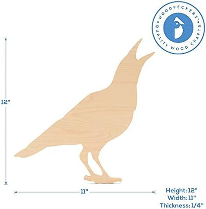 Raven Wooden Cutout 12 x 11 Inches, 6 Unfinished Birch Wood Animal Cutouts for Halloween Decor and DIY Crafts, by Woodpeckers - Image 6