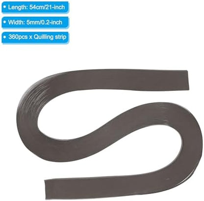 PATIKIL 360pcs Quilling Strips Paper 3/16"(5mm) 21"(54cm) Origami Paper Quilling Strip for Art DIY Hand Craft Christmas, Dark Grey - Image 2