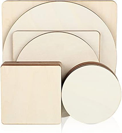 Nuanchu 32 Pcs Unfinished Wood Circles Squares 3 Sizes Christmas by Nuanchu