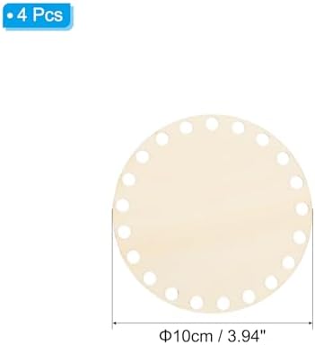 PATIKIL 4" Diameter Crochet Basket Bottom Wood Color 4Pcs - Image 2