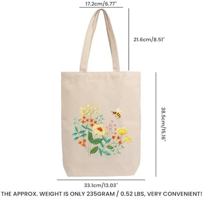 CREAWONDER Canvas Tote Bag Embroidery Kit with Pattern for Beginners, Arts and DIY Embroidery Crafts Kits for Adults, Include Instructions, Embroidery Hoops, Color Threads and Tool - Image 6