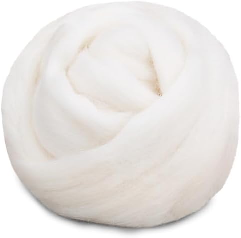 Mayboos 1.76oz Original White Natural Wool Roving, Needle Felting Wool by Mayboos