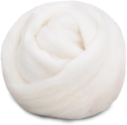 Mayboos 1.76oz Original White Natural Wool Roving, Needle Felting Wool by Mayboos