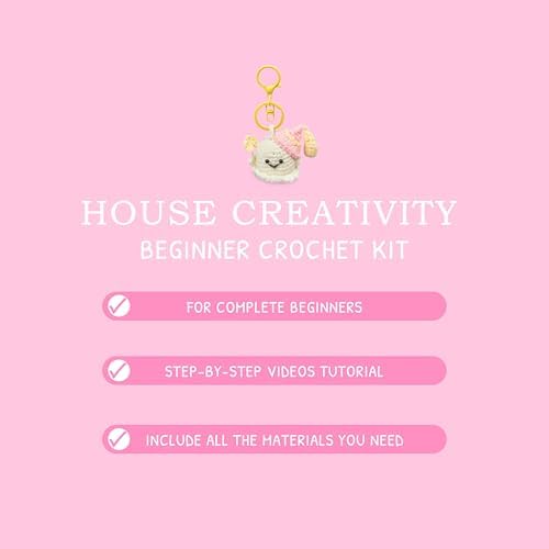 HOUSE CREATIVITY Crochet Keychain Kit for Beginners, Make 3 Mini Ghost Charms, Crochet Kits with Video Tutorial, Complete Set with Yarn, Hook & Keyring, Cozy Stress Relief Gift for Adults & Kids - Image 4