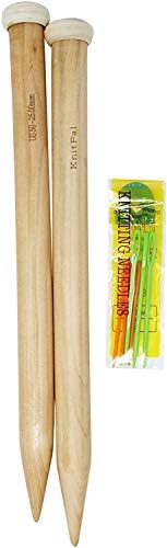 KnitPal 14-inch (35cm) Wooden Knitting Needles - 1 Pair US Size 50 (25mm) by KnitPal