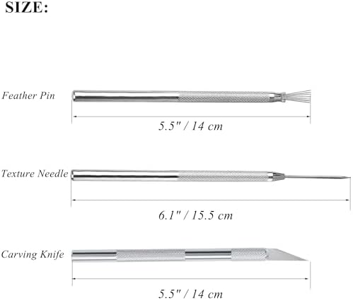 3 in 1 Clay Needle Tools Sculpting Ceramics Pottery Carving Tools for Model Clay Supplies, Ceramic & Pottery Tool Includes Sculpture Feather Pin Carving Knife Needle Texture Tool,9PCS Total,LXLVOUEG - Image 2
