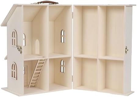 Make Market Dollhouse, Unfinished Two-Story Hinged Wood Craft Kit, Natural, 9" x 13", 1-Pack - Image 4