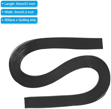 PATIKIL 600pcs Quilling Strips Paper 3/16"(5mm) 21"(54cm) Origami Paper Quilling Strip for Art DIY Hand Craft Christmas, Black - Image 2