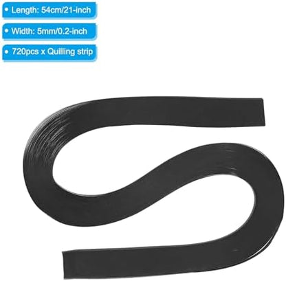 PATIKIL 720pcs Quilling Strips Paper 3/16"(5mm) 21"(54cm) Origami Paper Quilling Strip for Art DIY Hand Craft Christmas, Black - Image 2