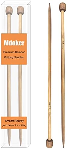 Mdoker Bamboo Knitting Needle Straight Single Pointed Sweater Knitting Needles 13.8-inch Length for Handmade DIY Knitting Projects,Size US 4(3.5mm) by Mdoker