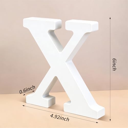 6 Inch White Wood Letters Unfinished Wooden Letters for Wall Decor Decorative Standing Letters Slices Sign Board Decoration for Craft Home Party Projects (X) - Image 2