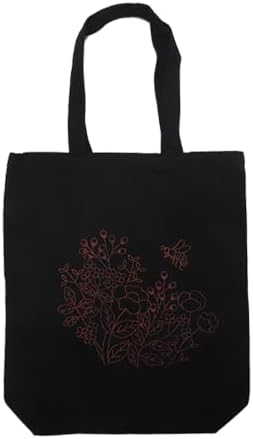 VWV-Whizzing Embroidery Canvas Tote Bag DIY Kit for Beginners, Complete with Pattern, Hoops, Color Threads, Tools & Detailed Instructions for Adults (13X15(in) Black-Bee) - Image 2