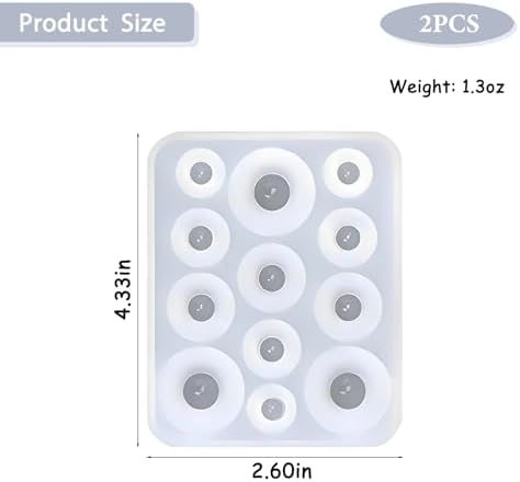 Silicone Jewelry Bead Molds, 2 Pack Round Resin Casting Molds for DIY Necklaces and Earrings - Image 2