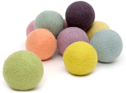 Glaciart One Felt Balls, Felt Pom Poms (10 Pieces) 4 Centimeters - 1.6 Inch, Handmade Felted 5 Pastel Colors Balls for Cats, Felting and Garland - Image 6