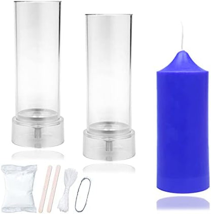 MILIVIXAY 2PCS Pillar Candle Mold -Height: 5.0inch,Diameter:2.0inch-30ft Long Wicks, 2pcs Wick Holders, a Mold Sealer and a Lead Wire Included as a Gift by MILIVIXAY