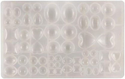 ScivoKaval Cabochon Gem Jewelry Silicone Mold Oval Teardrop Square Heart Round Shapes for Polymer Clay Crafting Resin Epoxy Pendant Earrings Making Casting DIY Craft Mold 29 Design 58 Cavity Large by ScivoKaval