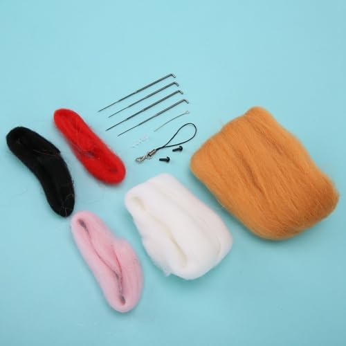 MOPFOL Needle Felting Kit 4 Styles - DIY Wool Craft with Foam Pad, Felting Needles & Accessories for Animal Doll Making(Bunny Shiba Inu) - Image 2