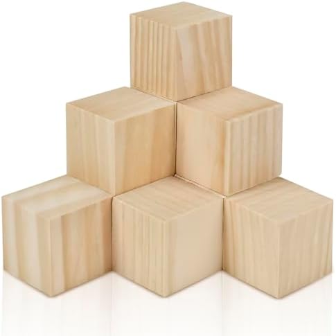 32 Pack Unfinished Wood Blocks, 2 Inch Solid Wood Cubes for Crafts - Image 3