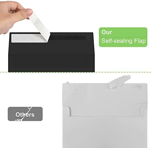50 Packs 5x7 Envelopes, A7 5x7 Envelopes for Invitations, Printable Invitation Envelopes Self Seal for Weddings, Invitations, Photos, Greeting Cards, Mailing (Black) - Image 3