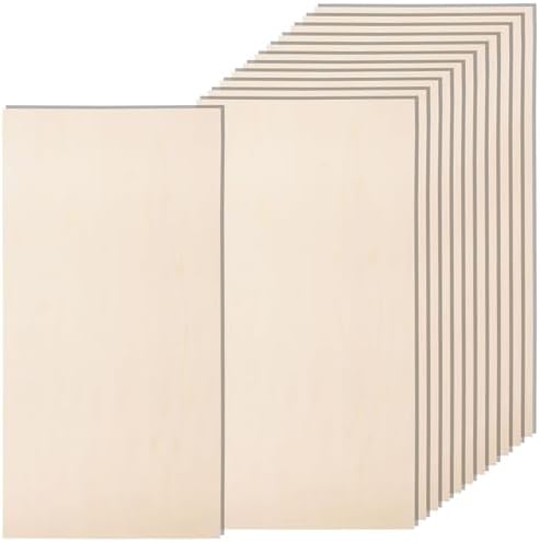 12 Pack 12 x 24 x 1/4 Inch-6mm Thick Basswood Sheets for Crafts Unfinished Plywood Sheets Rectangular Wood Panel Boards for DIY Laser Project, Wood Burning, Engraving, Architectural Models, Staining by AWIZOM