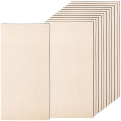 12 Pack 12 x 24 x 1/4 Inch-6mm Thick Basswood Sheets for Crafts Unfinished Plywood Sheets Rectangular Wood Panel Boards for DIY Laser Project, Wood Burning, Engraving, Architectural Models, Staining by AWIZOM