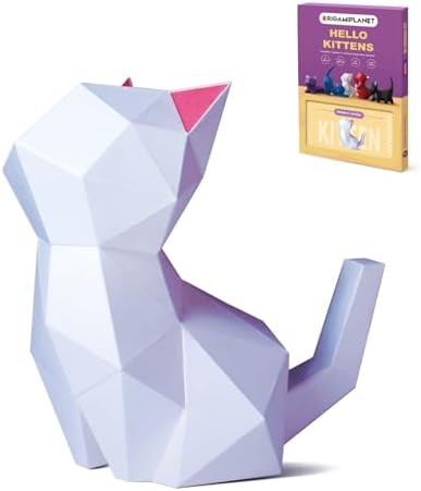 3D Origami Paper Craft Kit, Moonlit Kitten Cute DIY Pre-Cut Animal Papercraft Model for Beginners, Fun Handmade Home Decoration Gift for Adults & Teens-White by Unknown