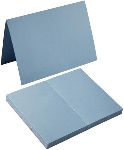 50 Pack Blank Folded Cardstock Cards, Dusty Blue, 5x7 by Toperd