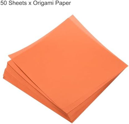 MECCANIXITY 50 Sheets Origami Paper Double Sided 8x8 Inch(20x20cm) Square Sheet for Art Craft Project, Beginners, Gifts Decor, Orange - Image 3