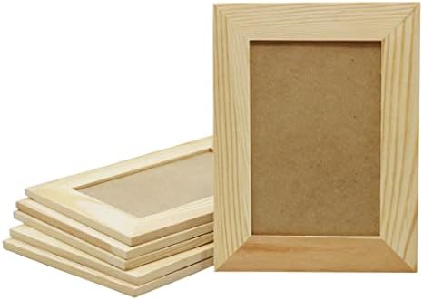 Creative Hobbies Pack of 6 - Unfinished Solid Pine Wood Picture Frames for Arts & Crafts, DIY Painting Project - Stand or Hang on the Wall - (8x6 Frame Size Holds 6x4 Pictures) for Adults and Kids by CreativeHobbies