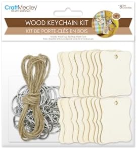 DIY Wood Keychain Making Craft Kit - Makes 18 Keychains (Bracket Border) - Image 2