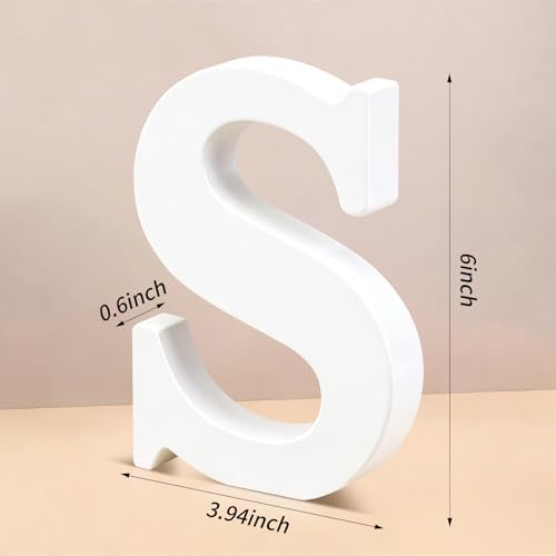 6 Inch White Wood Letters Unfinished Wooden Letters for Wall Decor Decorative Standing Letters Slices Sign Board Decoration for Craft Home Party Projects (S) - Image 2