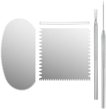 4Pcs Clay Sculpting Tools Set, Stainless Steel Metal Ribs for Pottery - Serrated Rib, Molding Scrapers, Ceramic Needle Tool, Feather Wire Texture Tool, for Ceramics Art Craft Supplies by Unknown