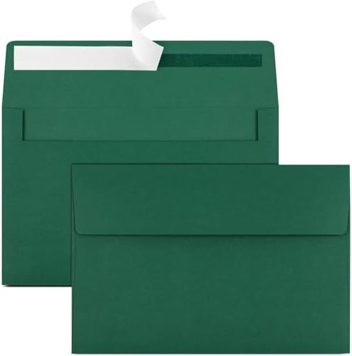 65 Packs 4x6 Envelopes A4 for Invitations, Printable Envelope Self Seal For Weddings, Invitations, Photos, Greeting Cards, Mailing (Dark Green) by Joyberg