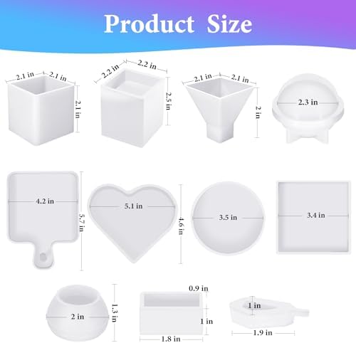 KISREL Resin Molds Kit 12PCS, Epoxy Resin Silicone Molds, Resin Mold - Image 2