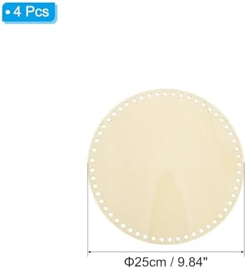 PATIKIL 10" Diameter Crochet Basket Bottom Wood Color 4Pcs - Image 2