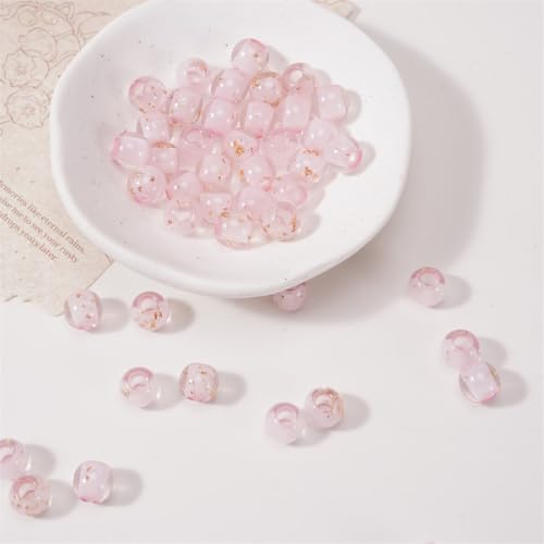 100pcs Large Hole Beads Resin Bead for Carabiner DIY Beaded Bag Charm Keychain Jewelry Making Pink - Image 2