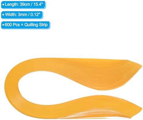 PATIKIL 600pcs Quilling Strips Paper 1/8"(3mm) 39cm Origami Paper Quilling Strip for Art DIY Hand Craft Christmas, Ginger Yellow - Image 2