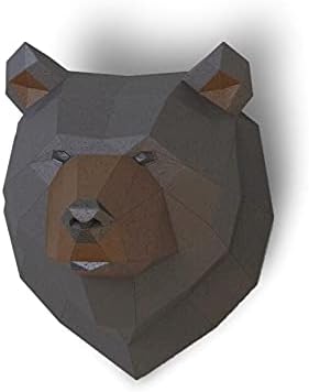 Grizzly Trophy Paper Sculpture,Pre-cut DIY Papercraft Kit,Handmade Bear Figurine, Color,Low Poly Wall Decor,All Accessories Included by Handmade