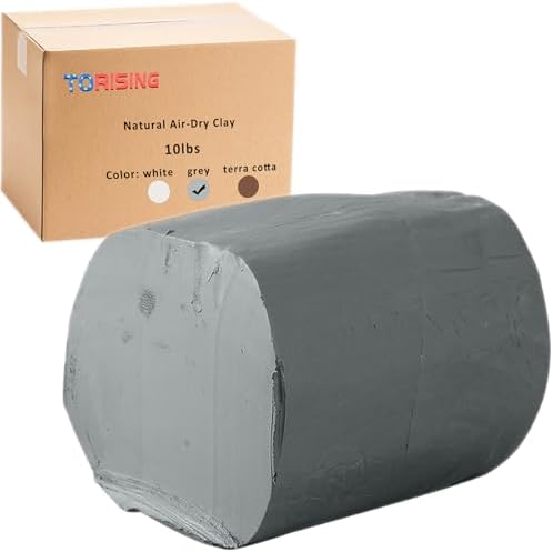 Air Dry Clay 10 LBs, Pottery Modeling Clay for All Purpose Hand Modeling and Throwing, Non-Toxic (Gray) by Torising