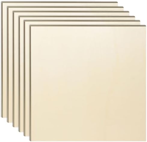 6 Pack 24 x 24 x 1/4 Inch-6mm Thick Basswood Sheets for Crafts - Unfinished Plywood Boards Square for DIY Laser Projects, Wood Burning, Engraving, Staining, Architectural Model by AWIZOM