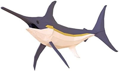 Swordfish Paper Sculpture,Pre-cut DIY Papercraft Kit,Handmade Sea Animal Figurine, Color,Low Poly Home Decor,All Accessories Included by Handmade